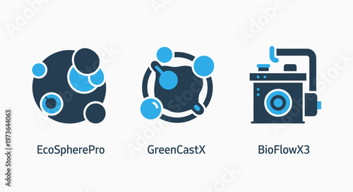 Abstract circular icons representing environmental technology concepts with pollution control with environmental protection with green technology