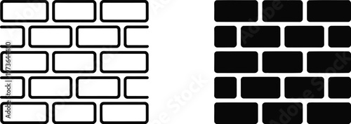 Monochrome brickwork masonry pattern symbols vector graphic perfect for architectural logos building industry icons and creative home renovation design elements.