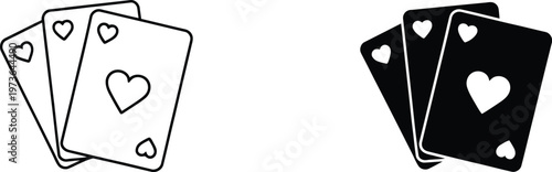 Monochrome poker cards heart suit symbols vector graphic perfect for gambling logos casino gaming icons and creative leisure entertainment design.