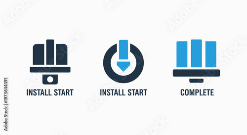 Icons for install start and complete status