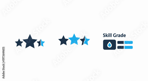 Star rating and skill grade icons for performance evaluation