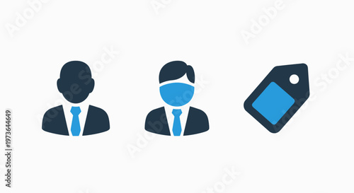 Icons of people and a price tag for sales or marketing concepts