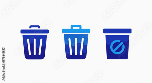 Digital trash can, recycle bin, and prohibited delete icons