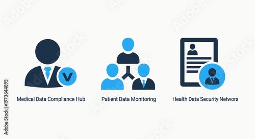 Business and hr management icon set: user profile update, team collaboration, and recruitment process