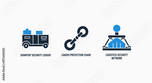 Digital and physical security icons for data transport and network protection