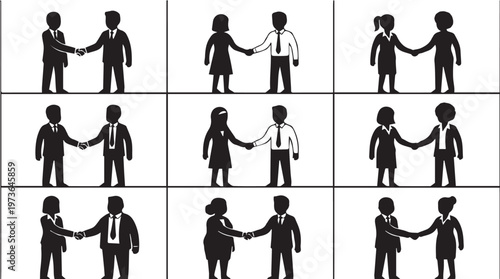 Business people shaking hands together.