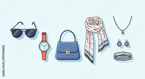 Fashionable Essentials Flat Lay Of Trendy Accessories For Stylish Look