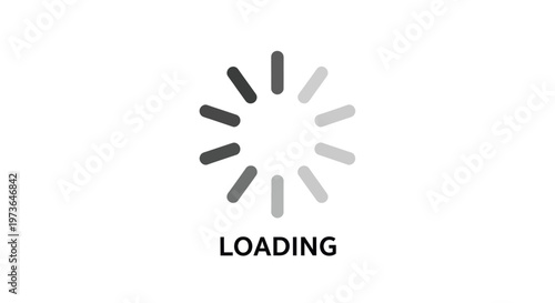 A common circular loading spinner with radiating segments indicates an ongoing process, accompanied by the clear text "LOADING" below it.