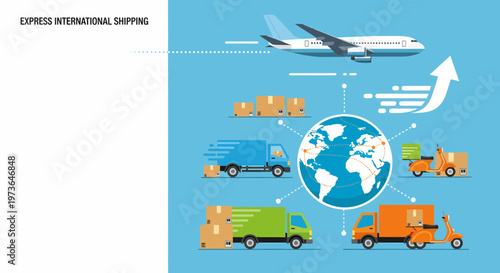 Global Logistics Network With Transportation And Cargo Delivery