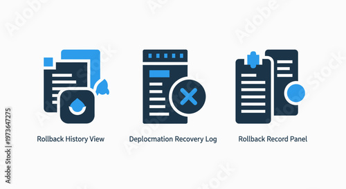 Document management and file operations icons for history, recovery, and records