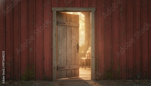 Close-up of Weathered Old Red Wooden Barn Wall Texture with Peeling Paint and Grain - Rustic Vintage Background