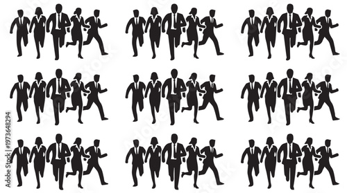 Many businessmen in a suit silhouette.