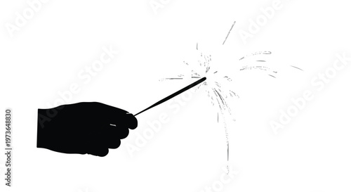 Hand holding a burning sparkler creates a celebratory atmosphere against a stark white backdrop.
