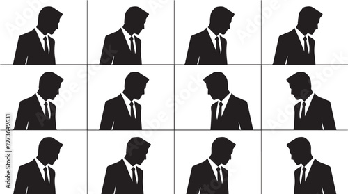 Silhouette of businessmen in suits.