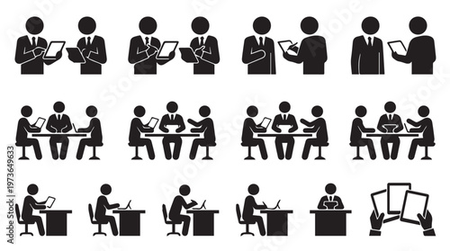 Business people working at desks offices.