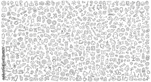 Creative Action Icons, Graphic Symbols, Digital Design, Collection, Minimalist, Top-Down View, Visual Communication