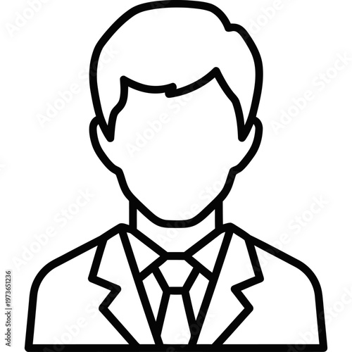 people business man professional user icon a simple generic male avatar in line art for corporate identity and user profile.