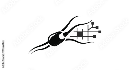 Neuron icon depicts a stylized nerve cell with digital circuit components integrated into the structure.