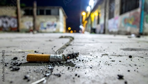 Cigarette Butt on City Street.