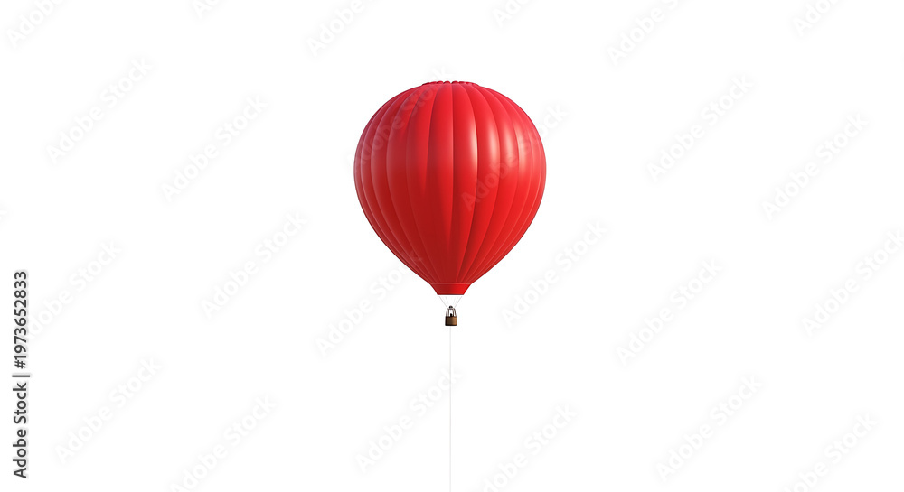 Obraz premium A vibrant red hot air balloon floats against a clean white background