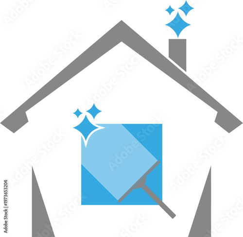 Fenster putzen Logo, Huas und Fenster, Reinigung, Reinigungsfirma Design