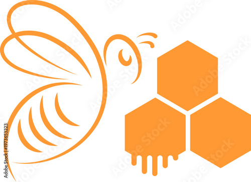 Biene, Bienenwabe und Honig Logo, Hintergrund, Biene, Hummel, Insekt Logo