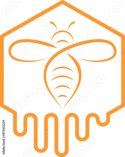 Biene, Bienenwabe und Honig Logo, Hintergrund, Biene, Hummel, Insekt Logo, Icon