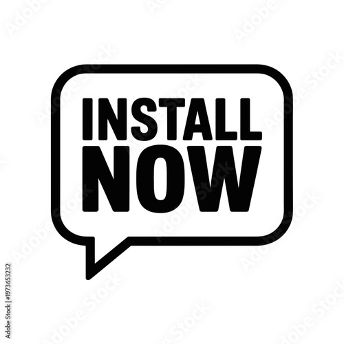 A modern vector graphic illustration of a speech bubble with the words 'Install Now' in bold font, perfect for software or app promotions.