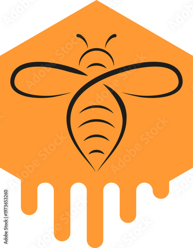 Biene, Bienenwabe und Honig Logo, Hintergrund, Biene, Hummel, Insekt Logo