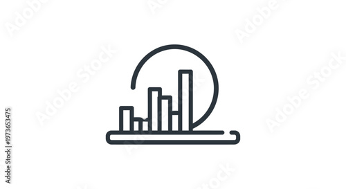 bar graph icon illustrating data analysis and business growth progress with a cyclical update arrow for financial and performance analytics.