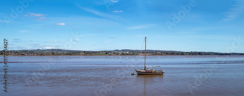 The Exe estuary showing a wide panoramic picture looking towards Lympstone and the Royal marines training camp.