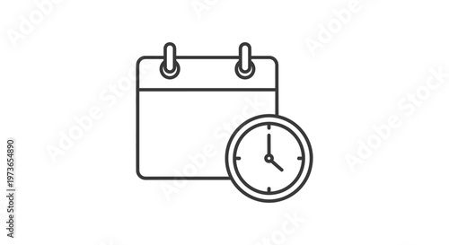 calendar and clock icons symbolizing efficient time management and schedule planning for business organization and productivity.