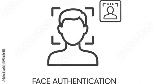 face authentication biometric identification icon for secure digital login and personal verification technology