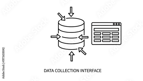 Database management and data collection interface icons