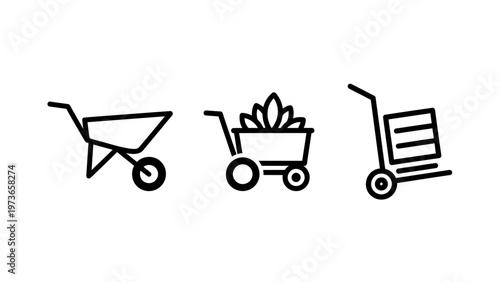 Material handling and garden cart equipment icons