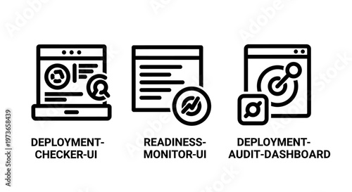 Set of deployment checker and audit dashboard icons