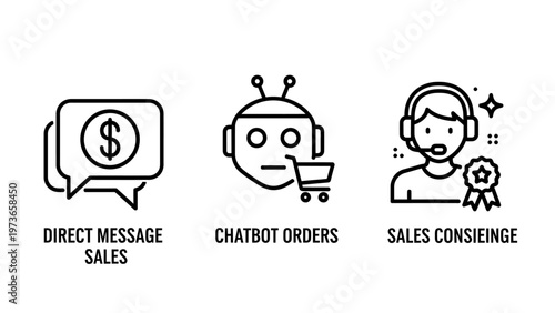 Direct message sales and chatbot concierge icons