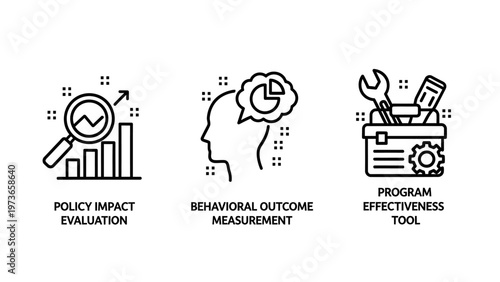Program evaluation and behavioral measurement icons