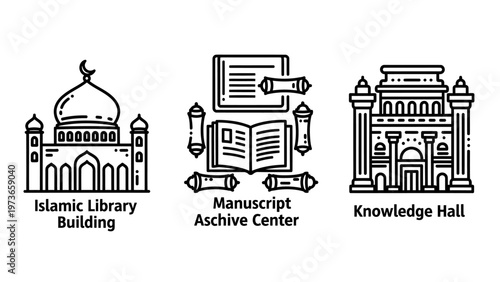 Islamic library manuscript archive and knowledge hall cultural icons