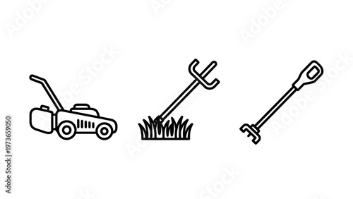 Gardening and lawn maintenance equipment set