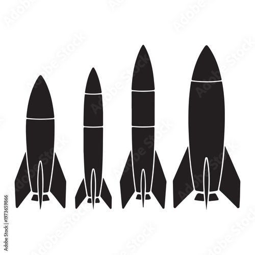 Rocket space shuttle silhouette vector illustration with modern technology exploration and startup concept design
