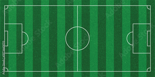 Green Soccer Field Top View Background. Vector Green Grass Pitch Stadium Texture with Soccer Court Scheme. Realistic Sport Turf Ground Texture for Football and Baseball Games.