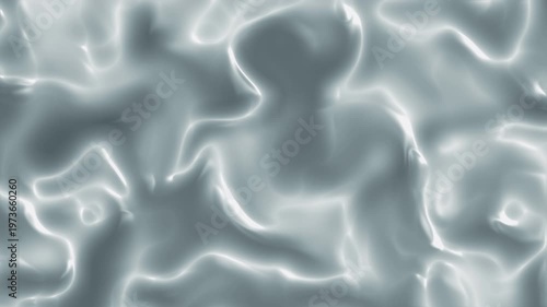 Liquid abstract silver patterns create an elegant flowing effect on a white and gray surface resembling water.