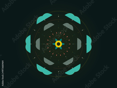 Sacred Geometry Mandala Intricate Circular Ornament Vector Art