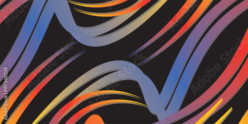 Color Line Waves. Flowing Paint Splash. Abstract Dynamic Background for Holi Festival. Wave Shape Gradient 3D Rainbow Ribbon.