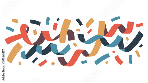 Colorful confetti and serpentine streamers falling in a festive explosion of celebration, joy, and success for happy occasions.