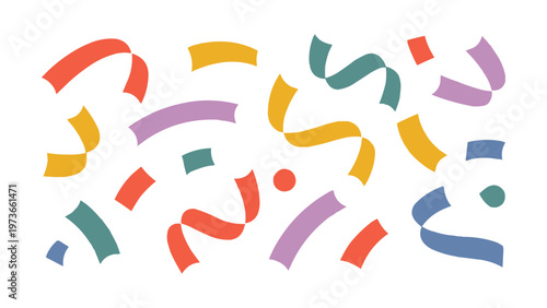 Colorful festive paper confetti falling down to celebrate a joyful holiday event or a special milestone during a grand party