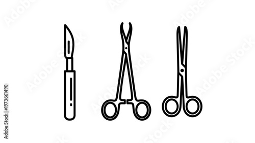 Surgical instruments including scalpel, forceps, and scissors