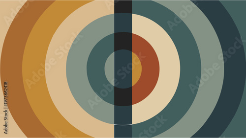 Abstract graphic design featuring repeating circular shapes in muted earth tones to create a balanced and modern visual art pattern