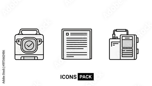Business and office work document icons set